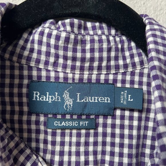 Ralph Lauren Classic Fit Purple White Gingham Button Down Shirt Size L - Picture 3 of 4
